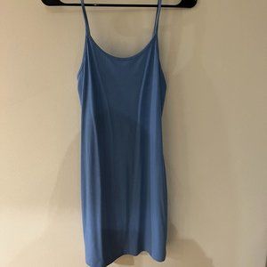 Blue ribbed mini dress